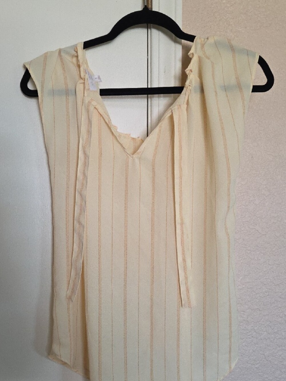 LC Lauren Conrad Light Yellow Blouse with Peach Pinstripes - Picture 10 of 10